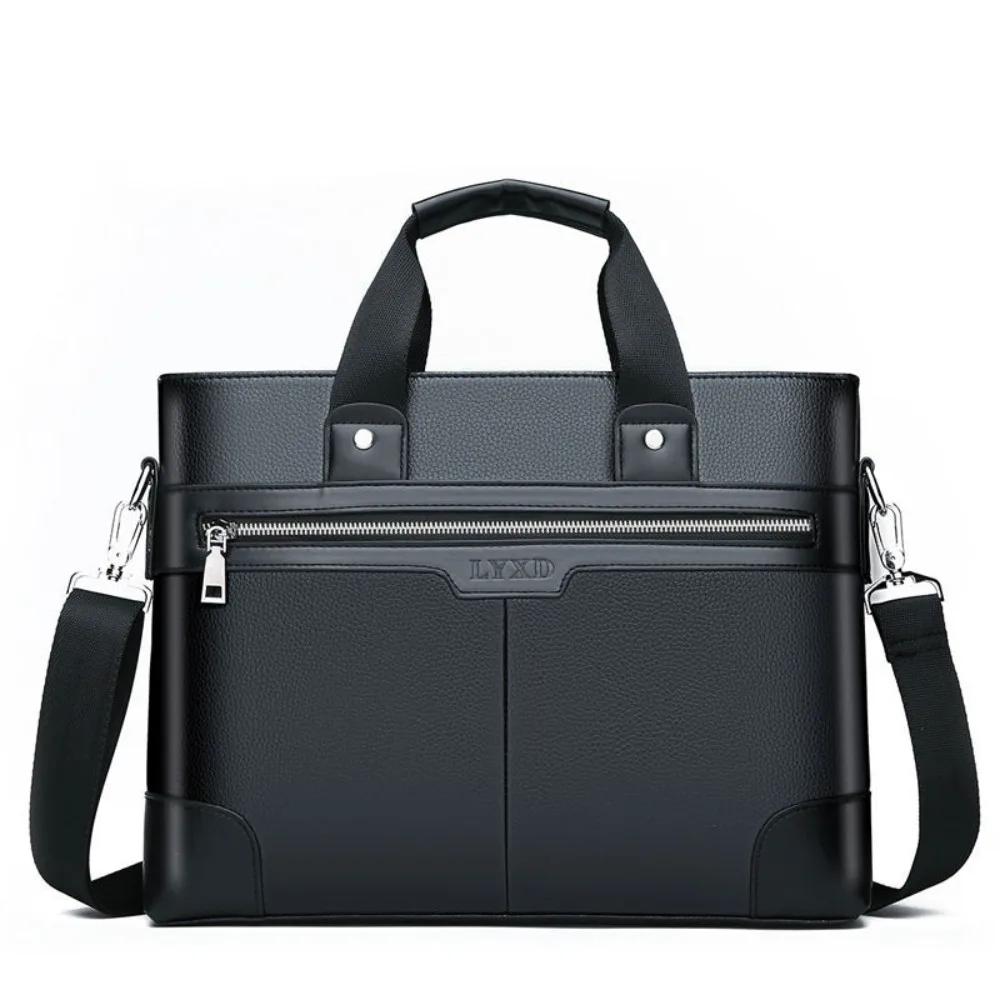 Large Capacity PU Leather Briefcase Oxford Cloth Paper Organizer Business Documents Bag Zipper Closure Multifunctional
