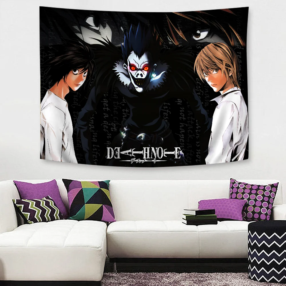Tapiz de Anime Manga Death Note, alfombras de pared de flores Hippie, decoración de dormitorio, colgante de pared Hippie barato