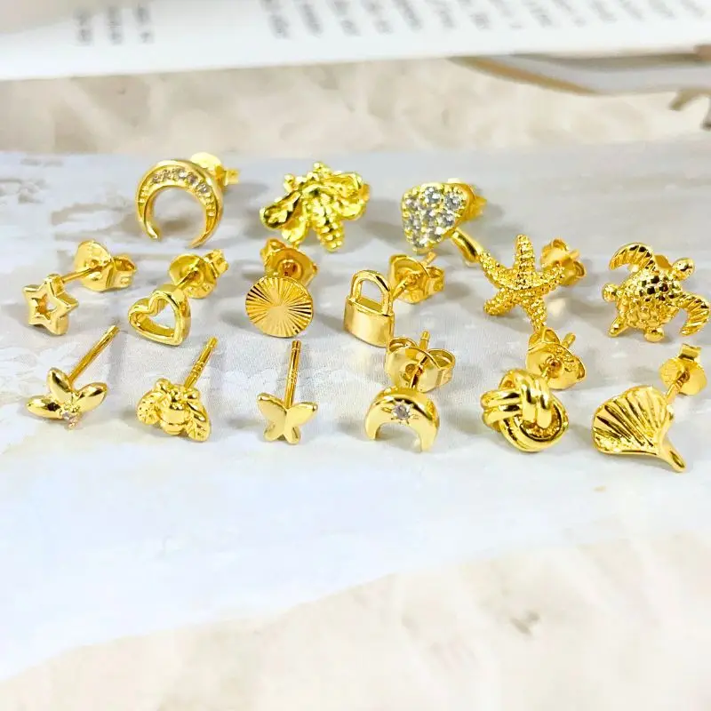 925 Sterling Silver Needle Fashion Geometry Small Stud Earrings for Women Simple Twist/Heart/Star Earrings Party Trend Jewelry