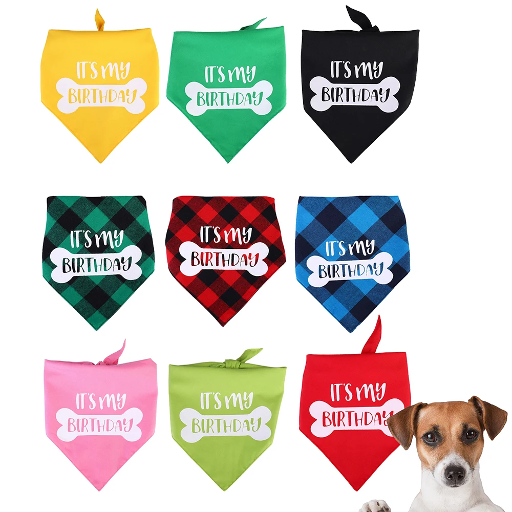 

Custom Name ID Pet Bandanas for Dog and Cat, Plaid Triangular Bib Scarf, Collar, Puppy Dress-up Accessories