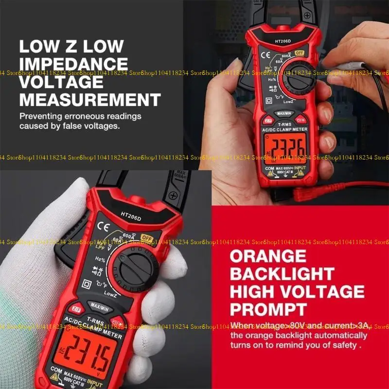 

P9FB HT206D Digital Clamp Meter 6000-count for Home Industrial and Automotive Use