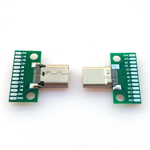 Imagen 2 del producto Conector USB 3,1 tipo C macho hembra tipo c placa PCB de prueba placa Universal con puerto USB3.1 24P conector de enchufe de placa de prueba