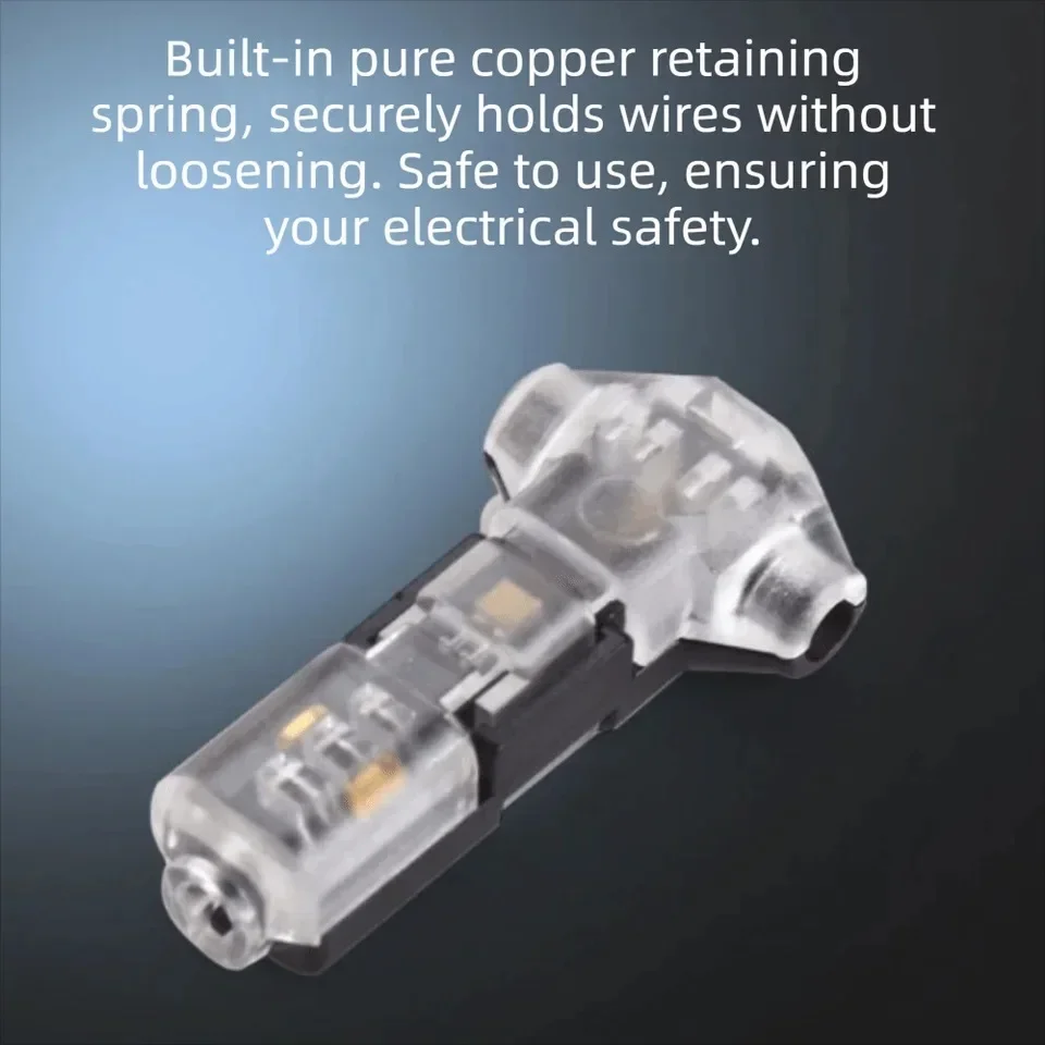 Universal T Type Quick Splice Low Voltage Wire Connector Solderless No Stripping Tool Free One Pin Two Way Mini Terminal Join view 4