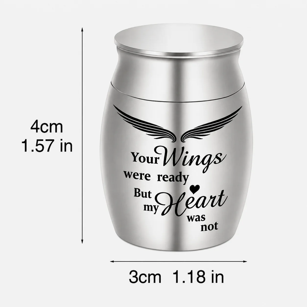 L33 Mini Memorial Urn for Ashes Aluminum Keepsake with Angel Wings Small Cremation Urn for Pet Human Ashes Remembrance Gift view 4