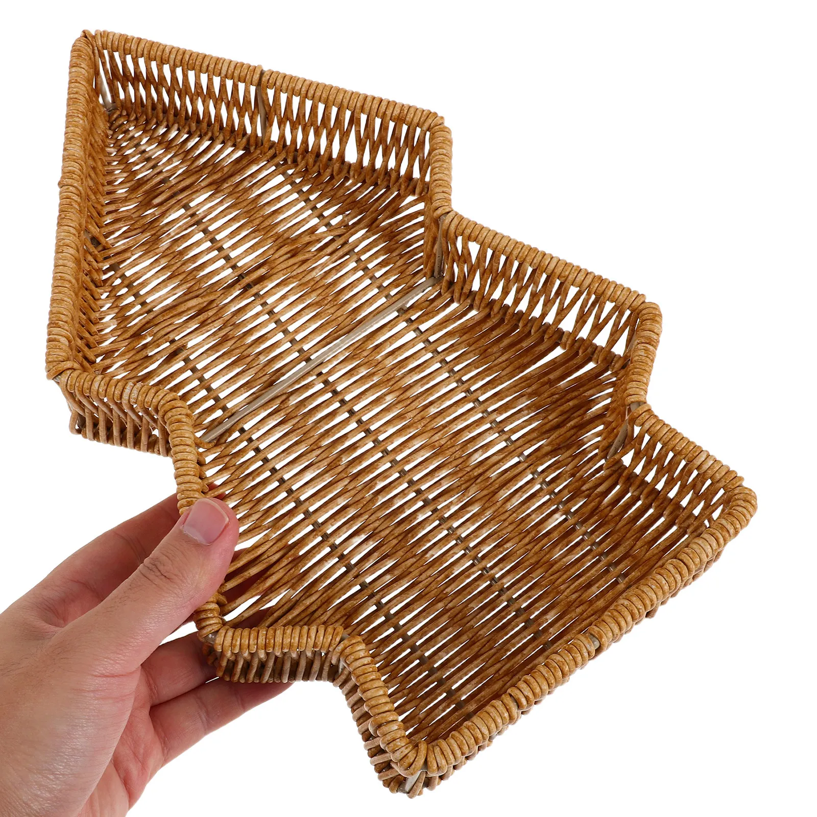 

Корзина для хлеба в форме рождественской елки, плетеная вручную, из имитации ротанга, деревенский поднос в стиле фермерского дома для праздничных закусок, еды и фруктов