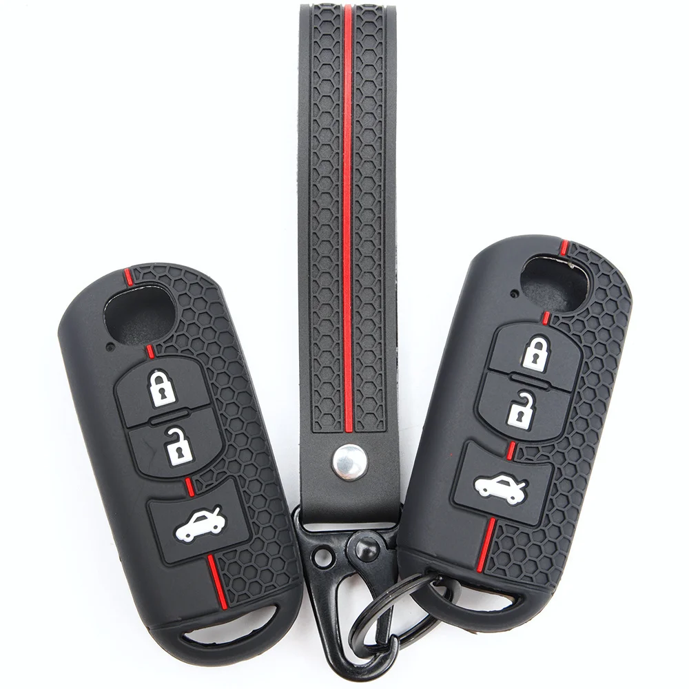 For Mazda 2 3 6 Axela Atenza CX 3 CX 5 CX 7 CX 8 CX 9 Silicone Remote Fob Holder Lanyard Key Ring Shock Absorbing