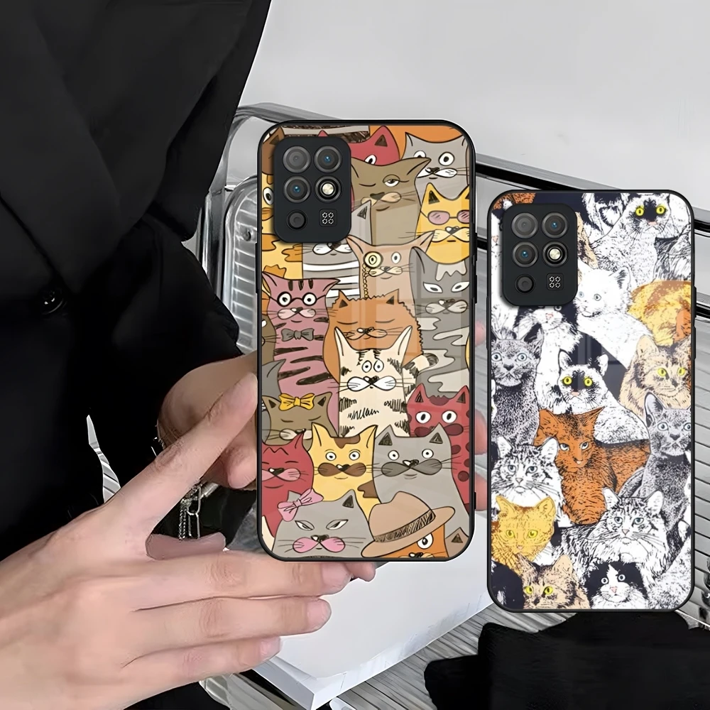 3D Emboss Cartoon Cats Phone Case For Redmi 8 10 Poco x3Pro 9 x3Nfc 12 9T x3 9A Note10 Pro Note12 11 x5 Pro Note8 Plus 11 s coqu