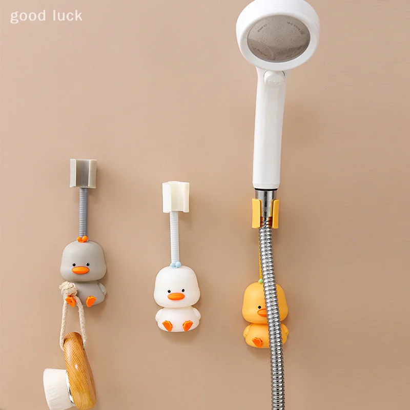1PCS Dusche Halterung Dusche Stehen Kein Stanzen 360 Grad Einstellbar Badezimmer Düse Festen Basis Tier Cartoon Dusche Lagerung rack