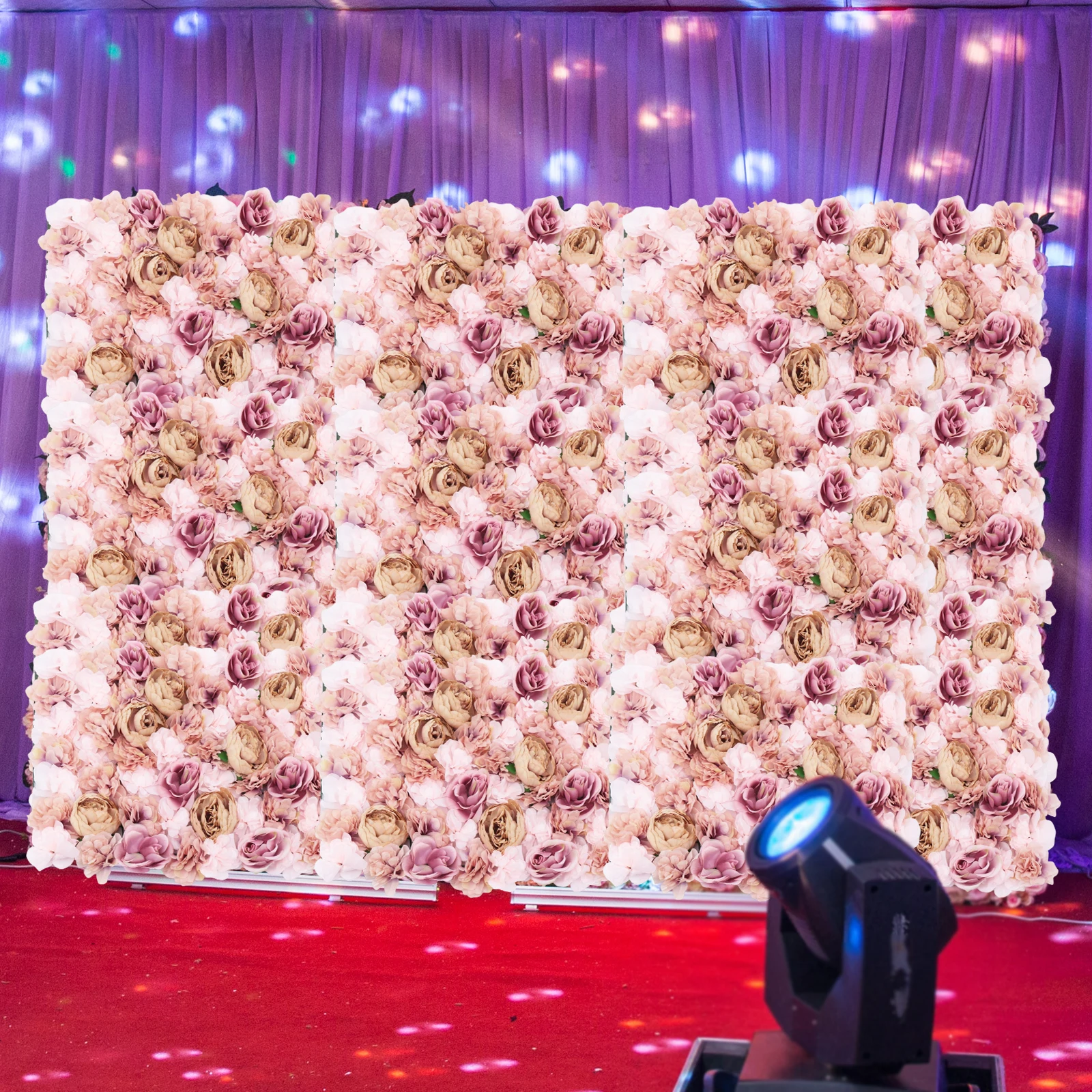 

6 Pcs Plant Flower Wall Autumn Pink Dahlia Roses, Flower Wall Panel for Wedding, Backdrop Wall, Decor Shop, Photo Backdrop