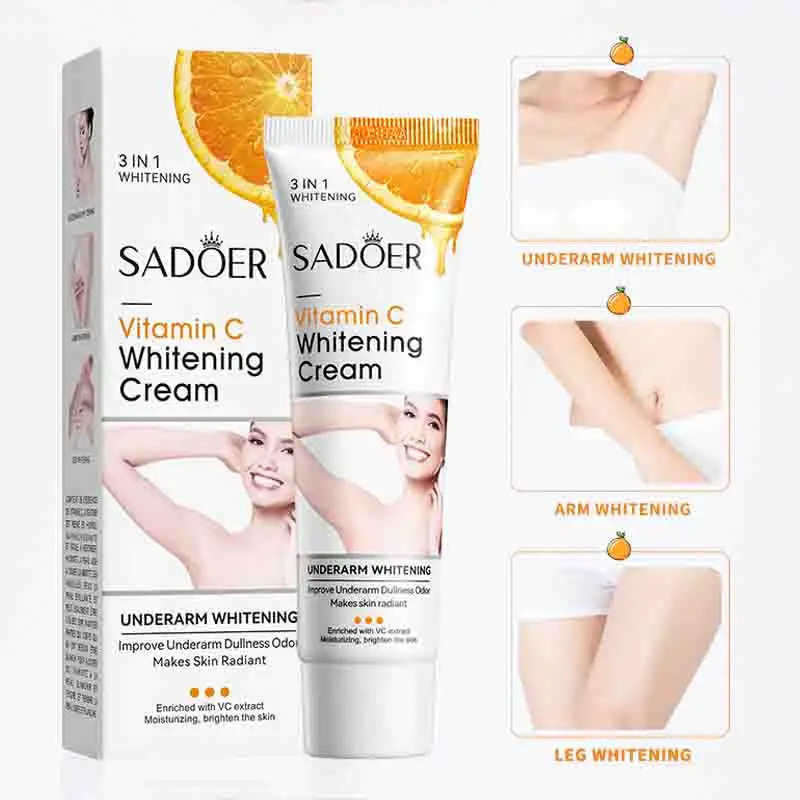 Sadoer vitamina c creme de clareamento corpo axila nutritivo anti-envelhecimento suave hidratante loção corporal cremes esfoliantes cuidados com a pele