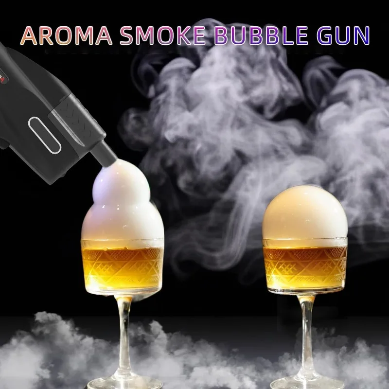 Cocktail Smoky Bubble Gun Set for Home Use - Aroma Gun Set Includes 4 Flavor Aromas and Edible Bubbles