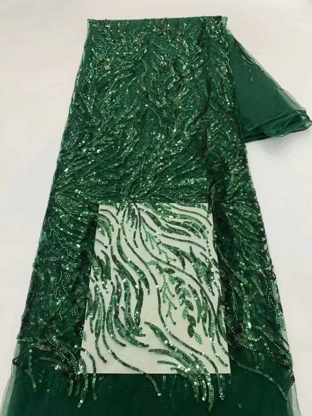 

2025 African Nigerian Tulle Mesh Lace Fabrics High Quality Embroidery Sequins Net Lace Fabric For Party Dress beaded lace fabric