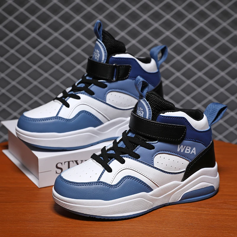 

Classic Autumn Kids High Top Sneakers Comfortable Leather Children Skateboard Shoes Non-slip Platform Skate Sports Shoes Boys