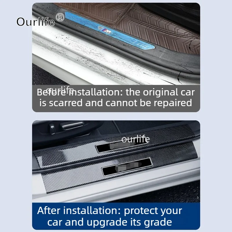 FOR ARCFOX T1 2026 2027 Carbon Fiber Door Sill Protector Plate Auto Door Step Scuff Cover Anti-Dirty Interior Trim Accessories