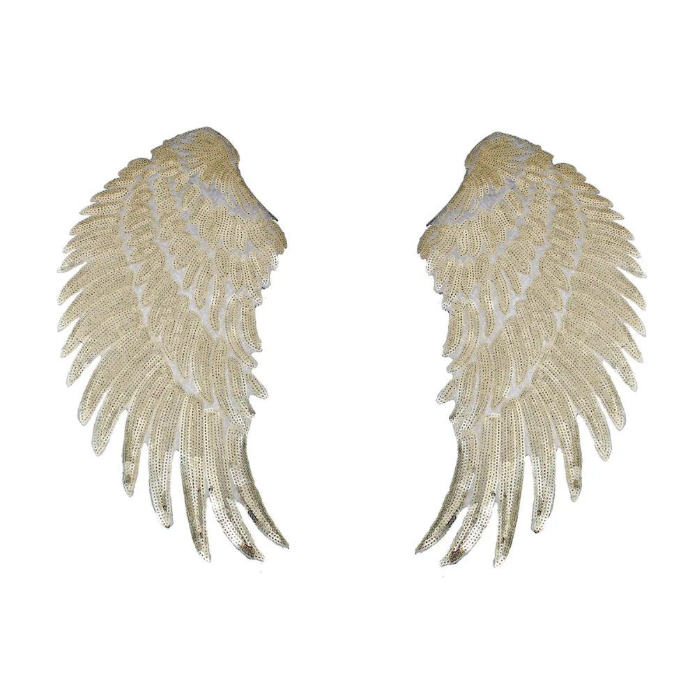 DoreenBeads Sequins Patch DIY Angel Wings Patches For Kids Clothes Sew-on Embroidered Patch Applique Sticker For Cloth 1Pair