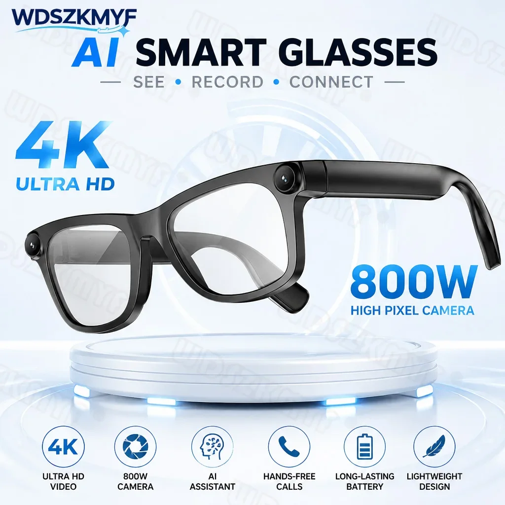 4K AI Smart Glasses Men 800W HD Camera for ChatGPT WIFI Video Recording Bluetooth  Translation Features CallAudio Glasses Women