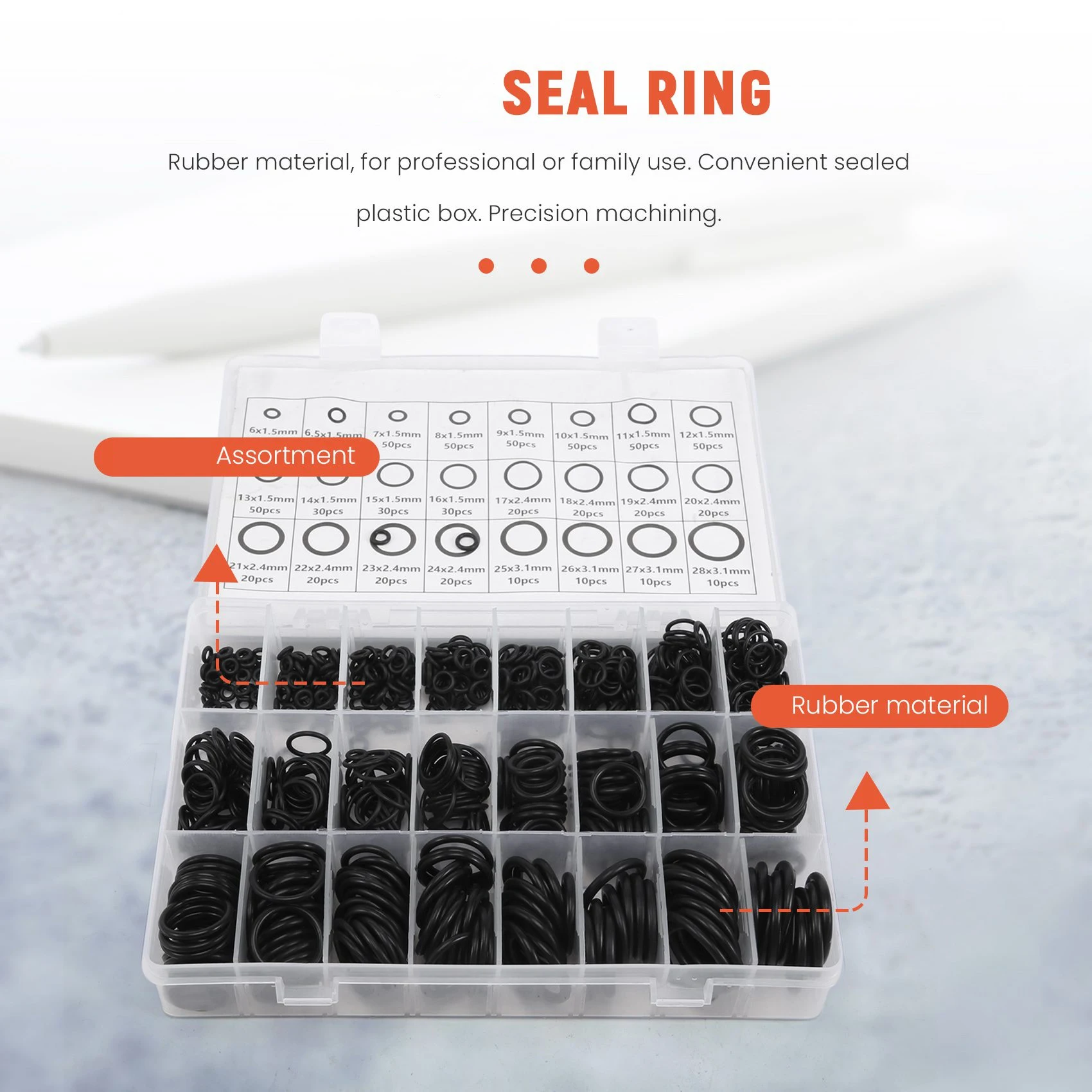 ABUD-النتريل المطاط يا خاتم مجموعة مع أدوات هوك NBR حلقات الختم طوقا اورينج مقاومة للزيت ختم O-حلقة عدة