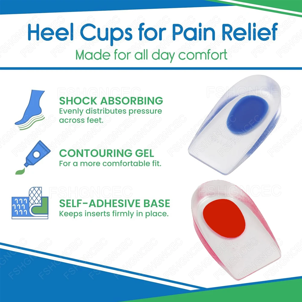نعال جيل السيليكون للمرأة والرجال أحذية العمل الارتفاع زيادة قوالب أكواب الكعب لتخفيف آلام الكعب دعم التهاب اللفافة الأخمصية #3