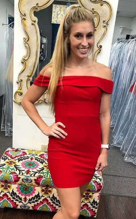 

Red Short Party Dresses Off The Shoulder Homecoming Dance Dress