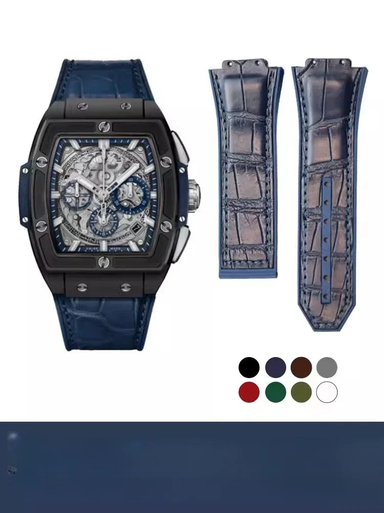 NF Suitable for hublot BigBang 641 647 42MM crocodile skin fluororubber strap
