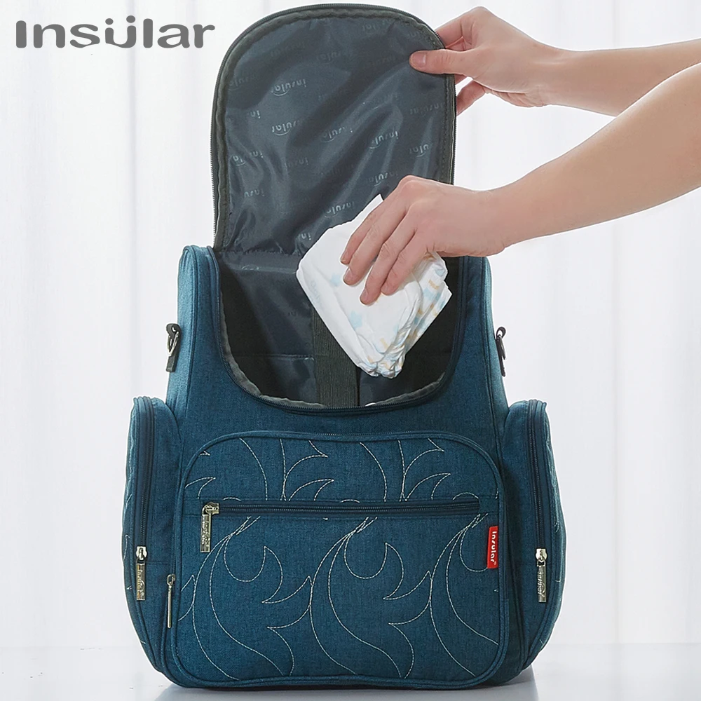 Insular Multifunctional Diaper Bag Backpack Travel Portable Large Capacity Shoulder Mommy Maternity Bags Waterproof Stylish