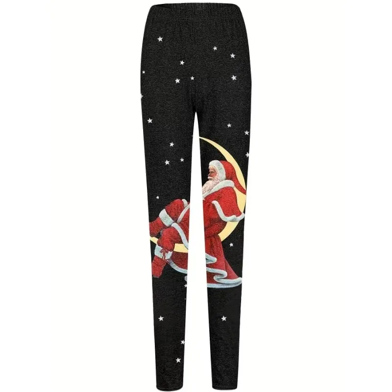 Latest Christmas Plus Size Women's High Waisted Anti Roll Santa Claus Printed Leggings Women's Plus Size Leggings