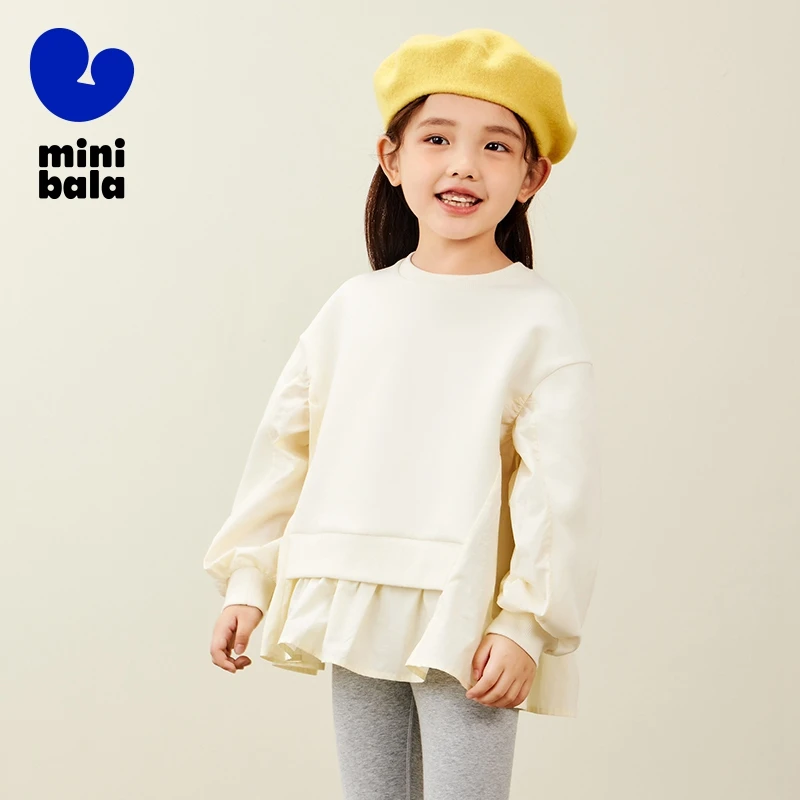 Mini Bala Sweatshirt Met Lange Mouwen Meisjes 2024 Nieuwe Herfst Comfortabele En Elastische Top