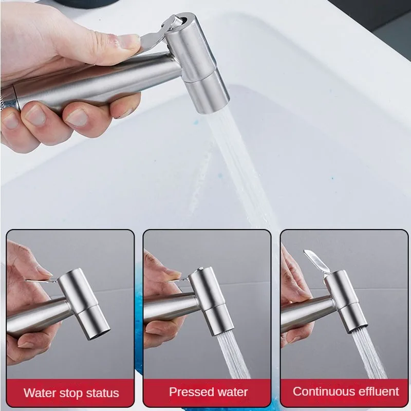 Handheld Bidet Sprayer Set 304 Stainless Steel Spray Gun Shower Handheld Toilet Bidet Faucet Sprayer Shower Nozzle Self Cleaning