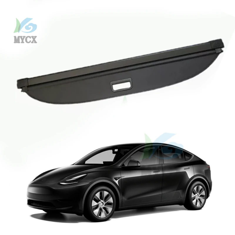 

Trunk Cover Luggage Carrier Curtain with Pull Buckle Black Retractable Cargo Cover For Tesla modelly