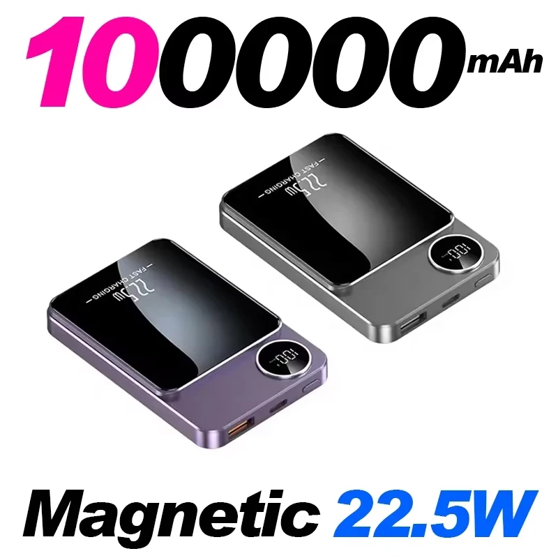 Wireless Power Bank 100000mAh Portable Magnetic Type C Fast Charger For iPhone15 14 13 Xiaomi Samsung All Magsafe Series Phone