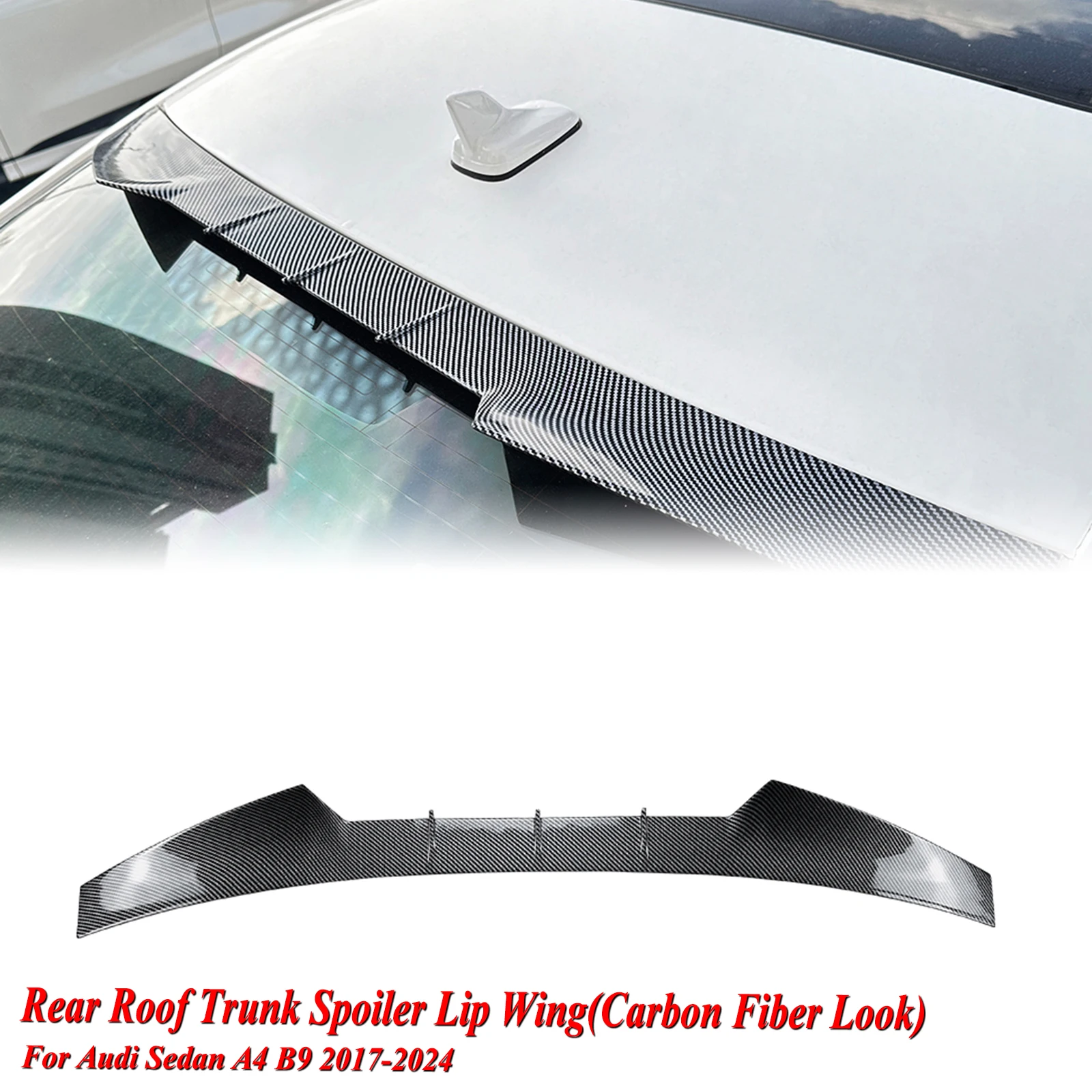 หลังคารถTrunkฝาปิดด้านหลังสปอยเลอร์ปีกDecklid LipสําหรับAudi A4 B9 ซีดาน 2017 2018 2019 2020 2021 2022 2023 2024