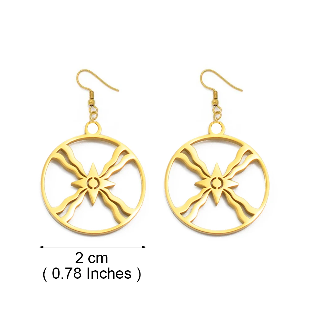 Anniyo 2CM Stainless Steel Round Shamash Symbol Earrings for Women Girls Ashur Jewelry Assyrian @325121