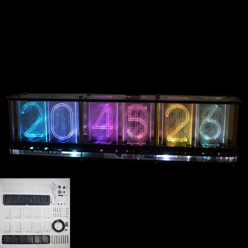 DIY Kits RGB LED Imitate Glow Tube Clock LED Music Spectrum  tube Night light Full Color RGB Home Decoration Gift Dropshipping