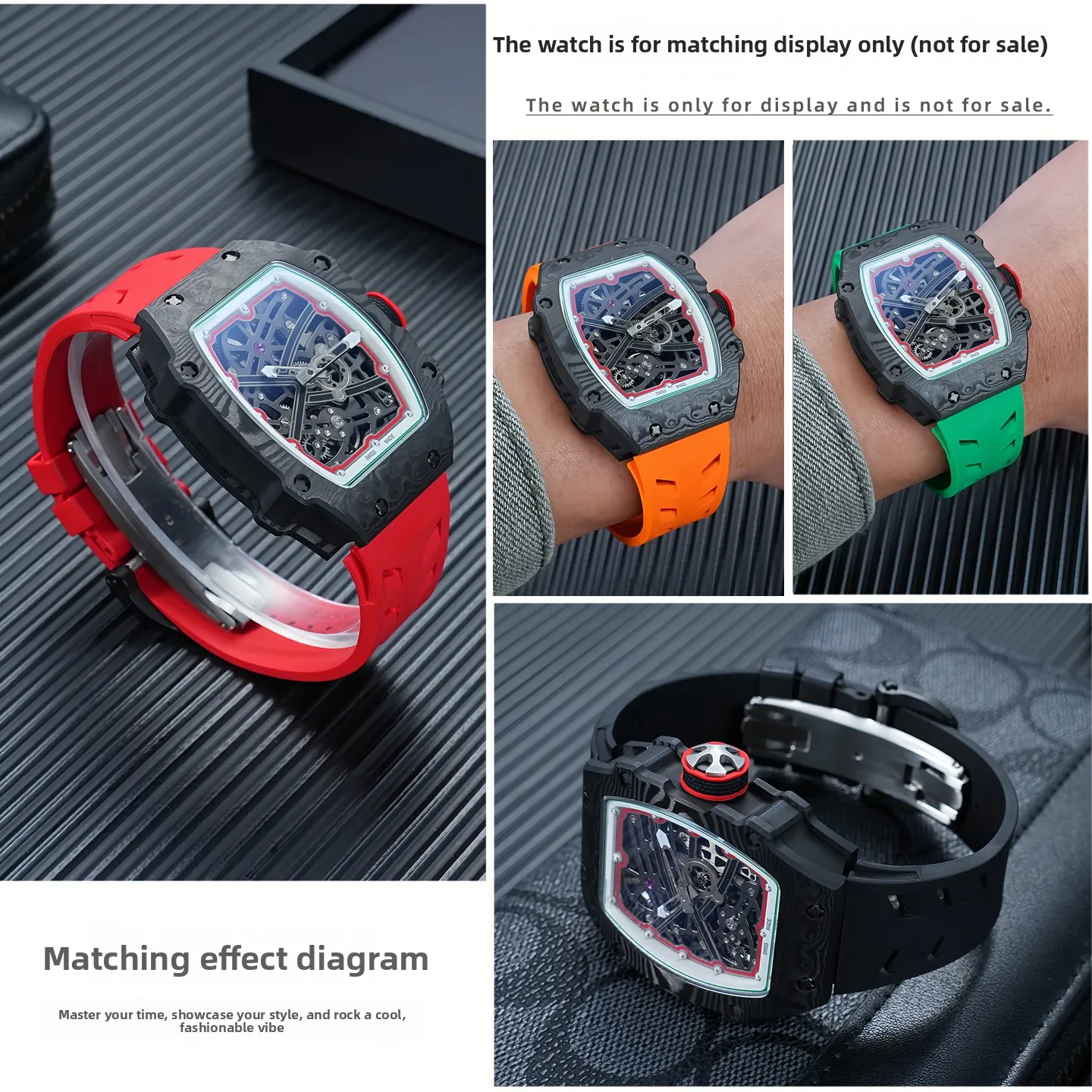 RM67 FKM strap For Richard Miller RM67-01 RM67-02 men's watch band Soft Fluorine rubber watch band Titanium Folding buckle parts