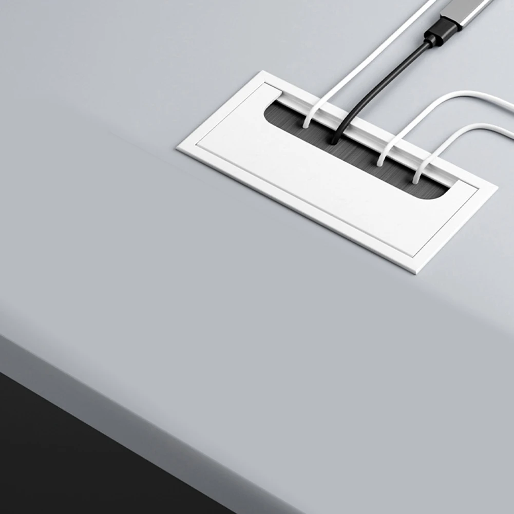 Metal Desk Cable Grommet with Flip Open Cover for Managing and Concealing Multiple Desktop Cables in Office and Home Settings