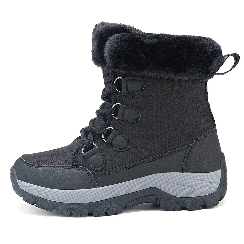 Winter Women Boots High Top Casual Warm Cotton Shoes with Thick Soles Fashion Snow Boots Outdoor Men Work Sneakers Size 36-46