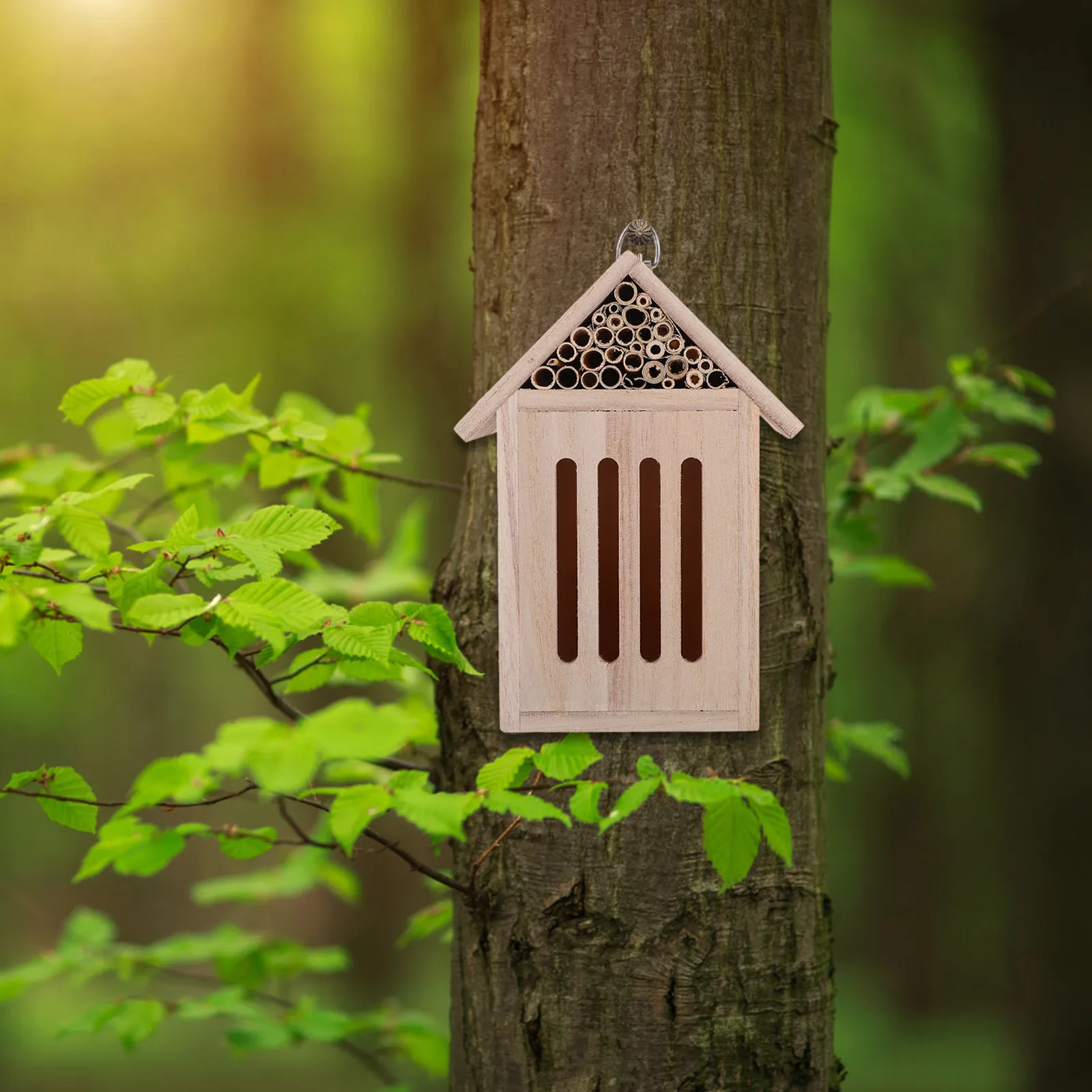 Wooden Insect Hotel Insect House Garden Outdoor Shelter Nesting Box for Beneficial Insects Kids Observation Educational Eco