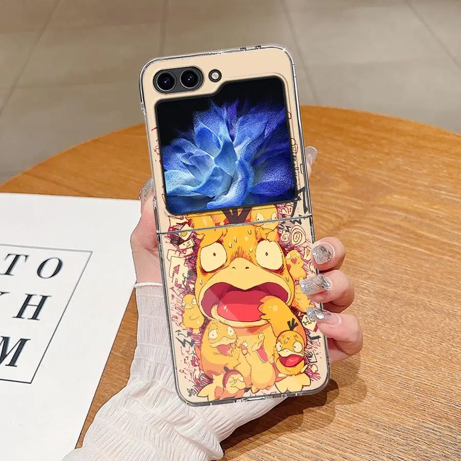 Anime p-pokemon caso para samsung galaxy zflip5 z flip 7 6 5 4 3 zflip4 zflip6 zflip3 zflip7 capa dura do telefone