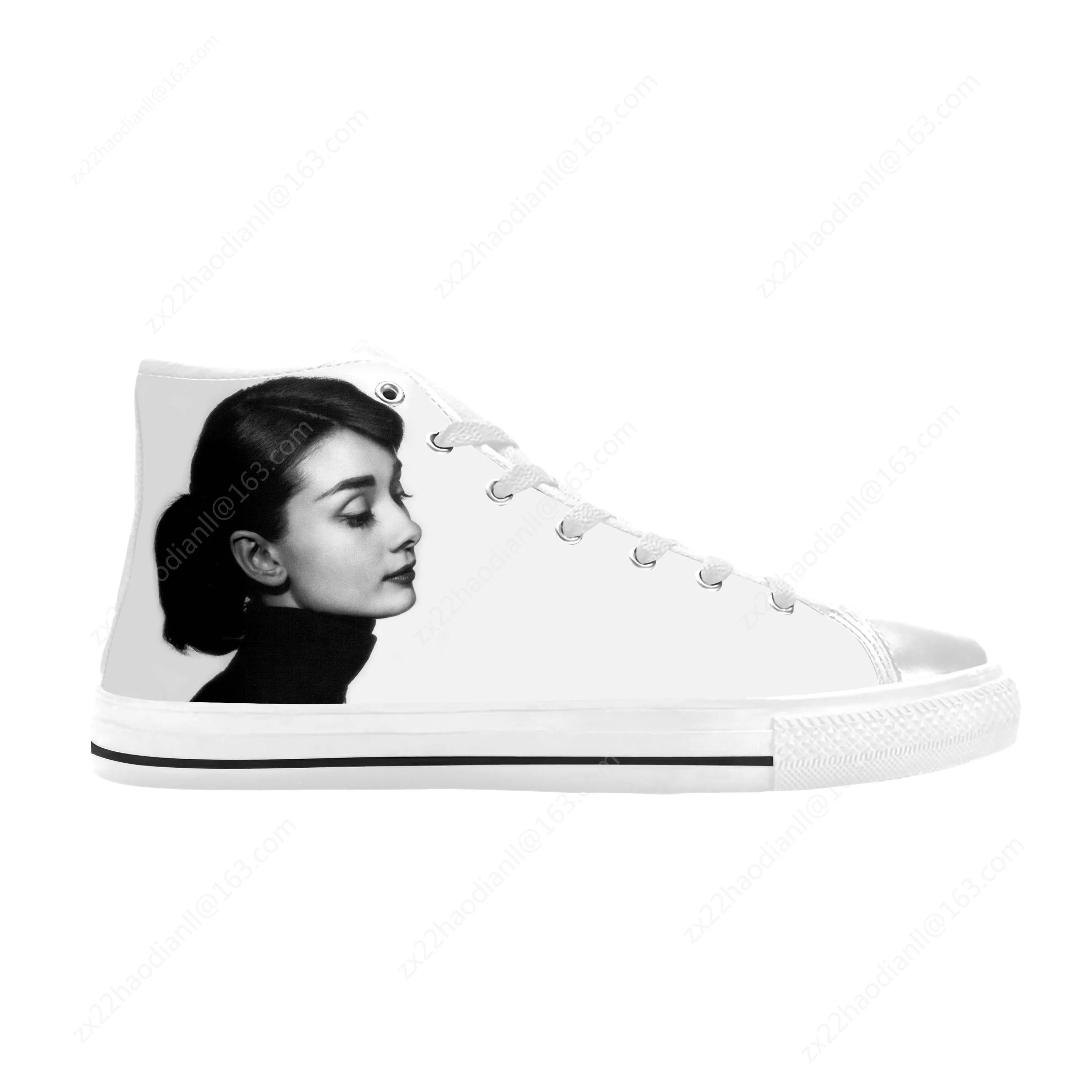 Hot Audrey Hepburn Movie Star Actor Cute Fashion Casual Cloth Shoes High Top Comfortable Breathable 3D Print Men Women Sneakers