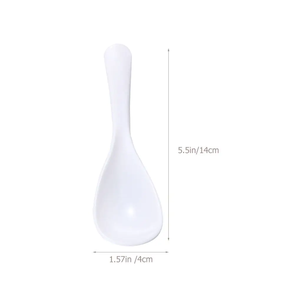 5Pcs Plastic Soup Spoons Small Scoop White Smooth Polished Surface Hand Feel Household Kitchen Soup Spoons Household Small Scoop