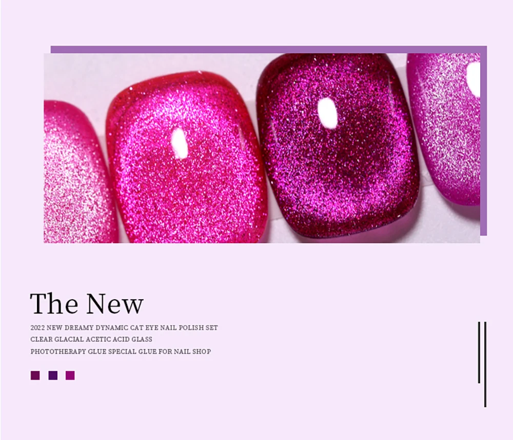 Vendeeni 15ml Rosa-Lila Glitzer-Brocken-Diamant-Katzenaugen-Nagelgel-Lack Magnetischer UV-Soak-Off-Gel-Lack Nagelkunst-Gel-Lack – Detail 8