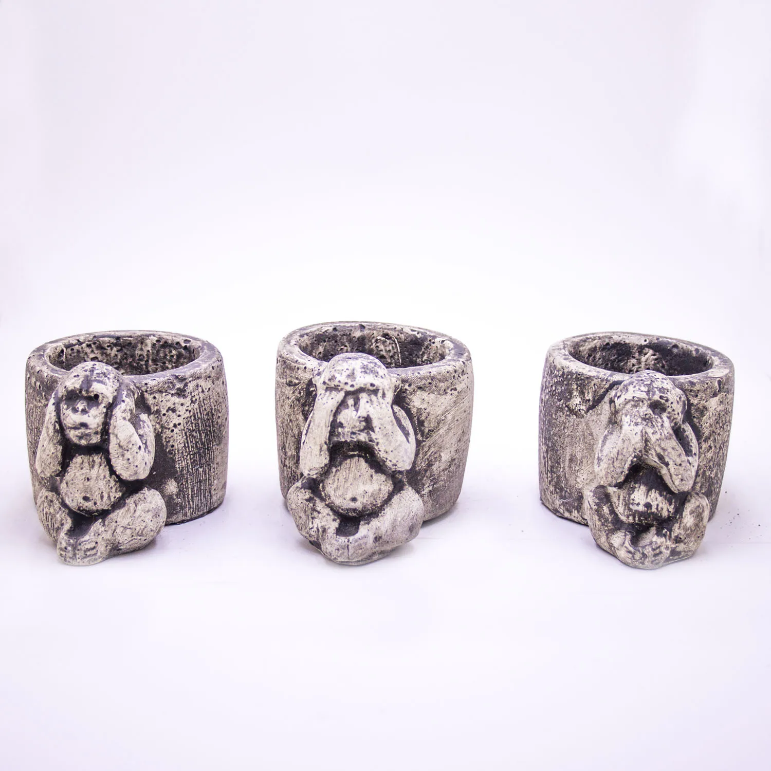 Three monkey succulent 3-piece concrete flower pot 7x6x10 Cm