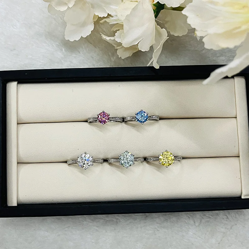 Joyce Kelly 1 CT Blau Grün Moissanit Ring Für Frauen Solide 925 Sterling Silber Braut Weibliche Verlobung Hochzeit Luxus Jewerly – Detail 3
