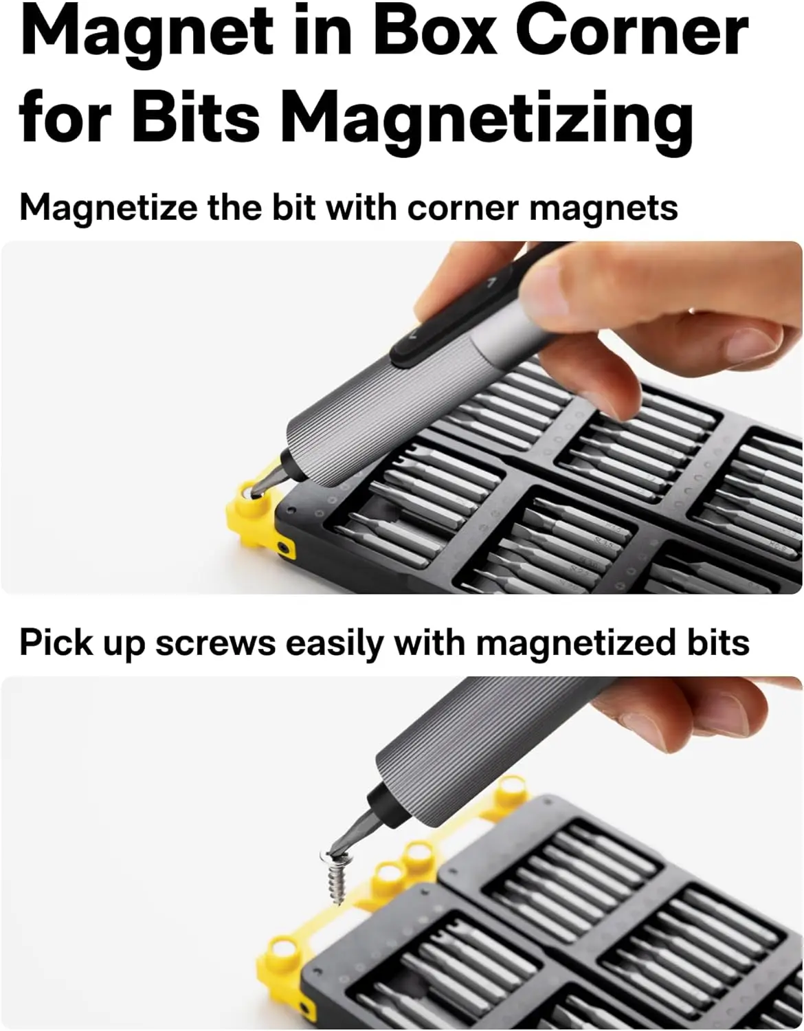 スナップブロック ™   S-A01 3.7Vミニ電動ドライバー、56ビット、3段階トルク設定、250RPM、LEDライト、電子機器修理ツールキット