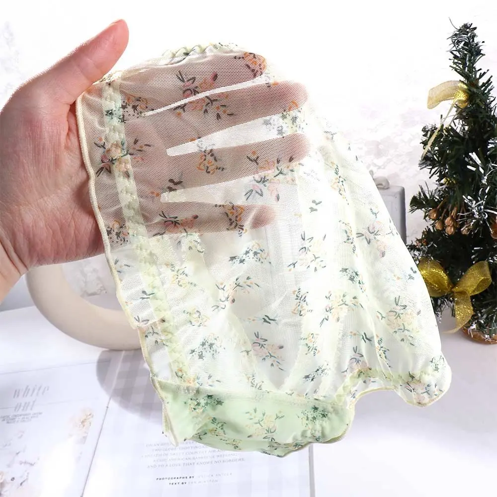 Breathable Sweet Women Transparent Froal Girls Mesh Panties Lingerie Flower Underwear Lace Briefs