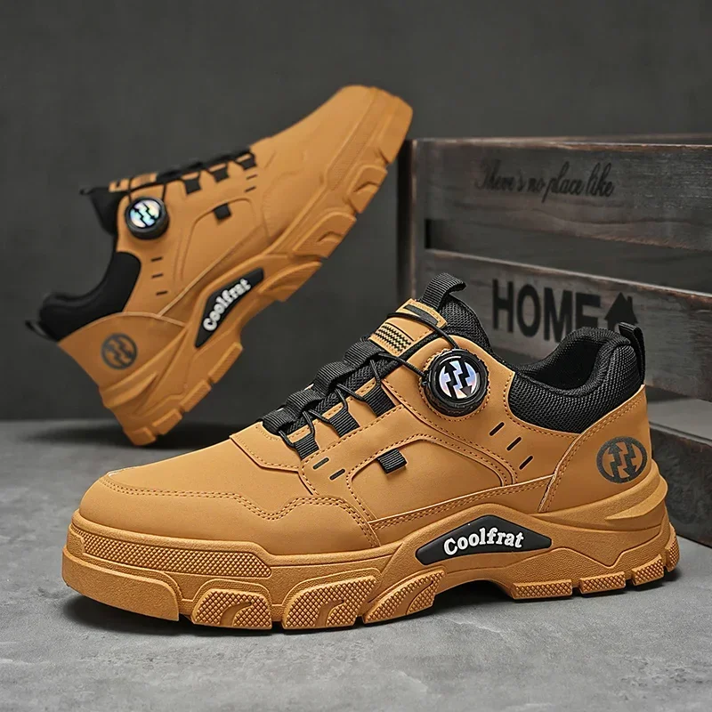 New Men's Shoes Low-top Rotating Buckle Sports Casual Trendy Outdoor Waterproof Work Shoes EVA Sole Rubber Zapatillas Hombre