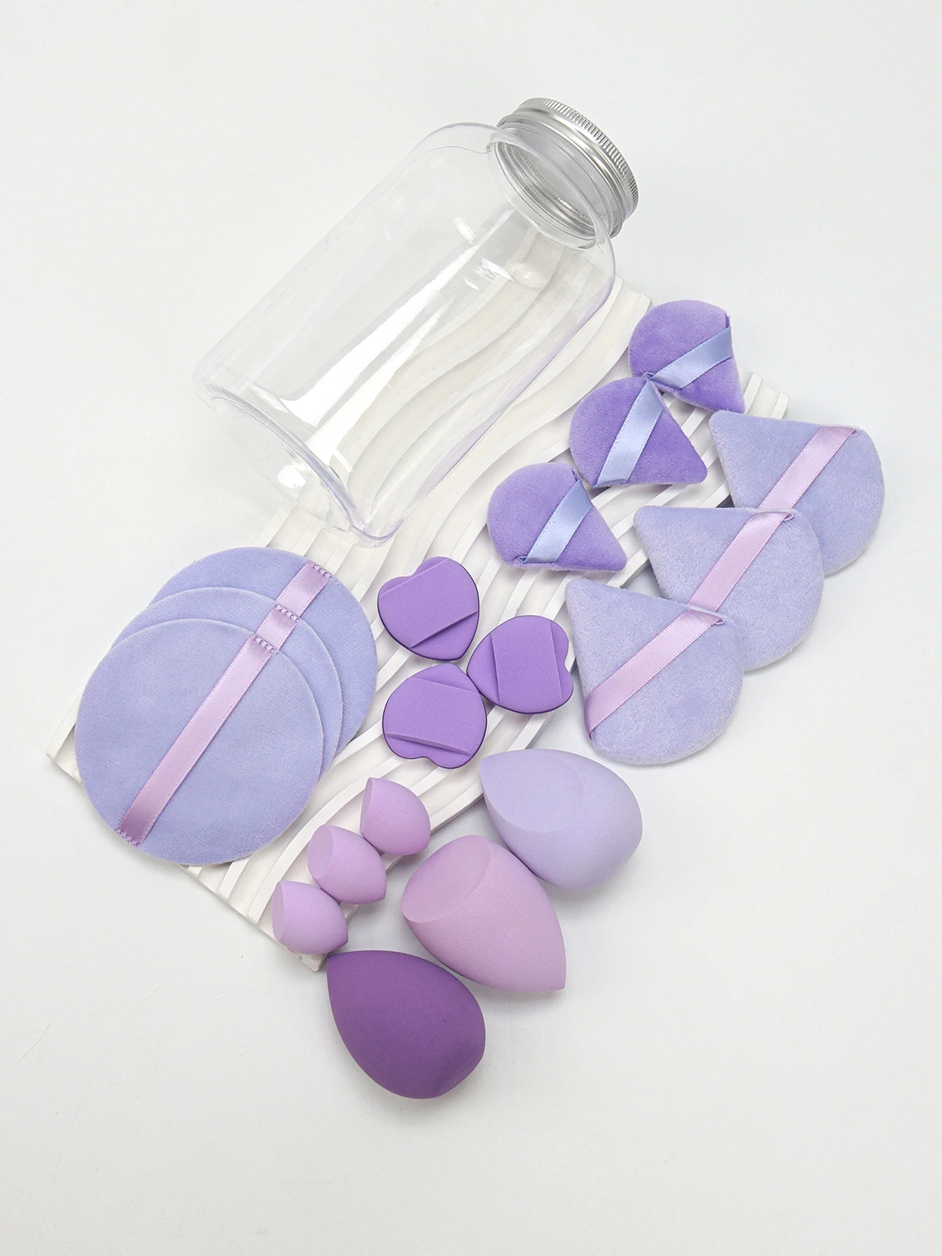 Lanxun 18-Pack with Storage Jar,3 Makeup Sponges & 3 Mini Makeup Sponges & 3 Powder Puffs & 3 Makeup Removal Pads &