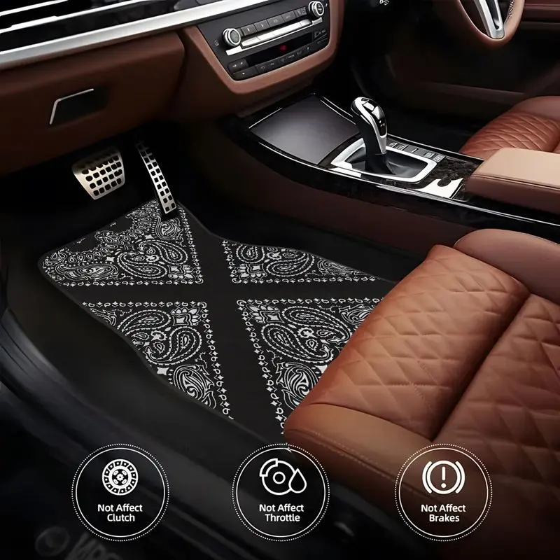 

4pcs Ethnic Style Theme Universal SUV Car Floor Mat, Crown Theme Elements For Front And Rear Seats Of All Vehicles, Stylish And