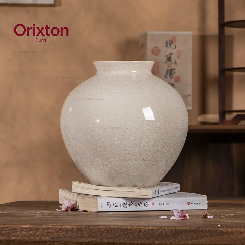 Single-color glazed ceramic vases, light luxury and simple decorative vases, hydroponic ceramic vases
