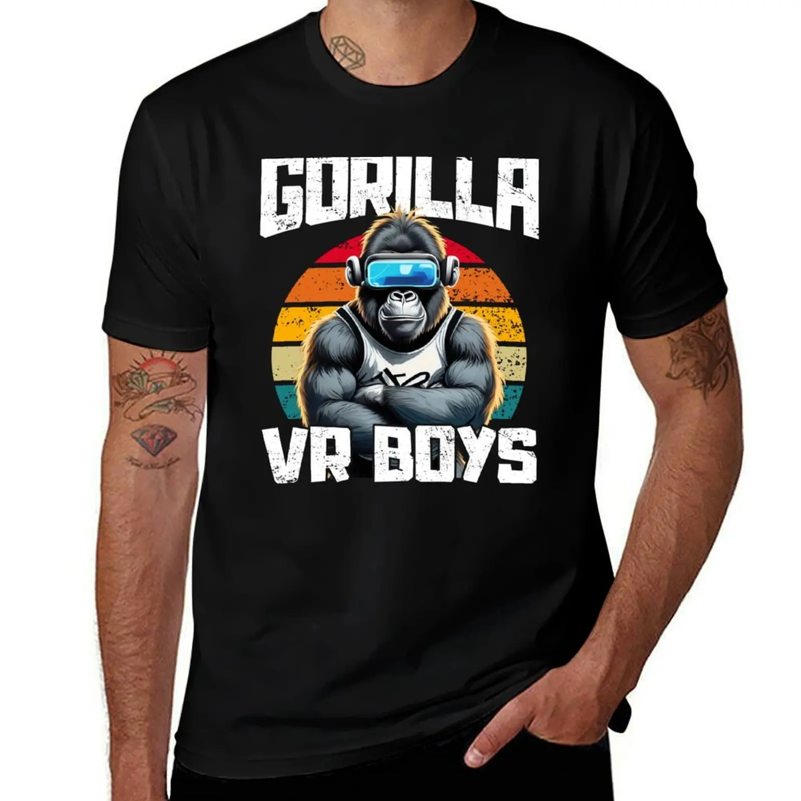 

Gamer Gorilla VR Boys Monke Game Sunset T-Shirt tees T-shirts oversize big and tall t shirts for men